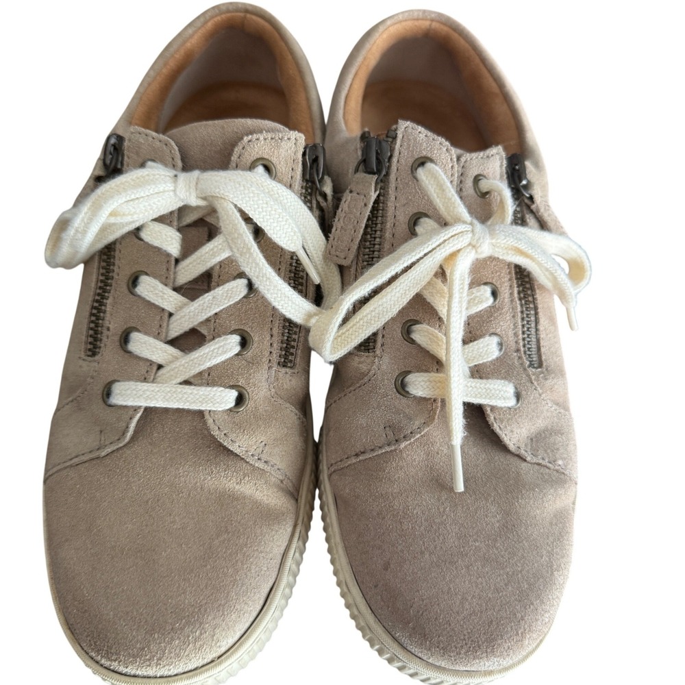 Born Suede Leather Side Zip Lace Up Sneakers Tan Women's‎ Size 10M